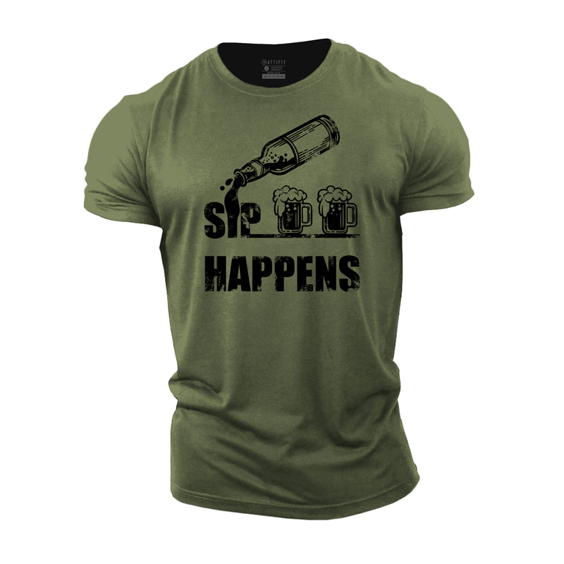 Cotton Sip Happens Graphic Men's T-shirts