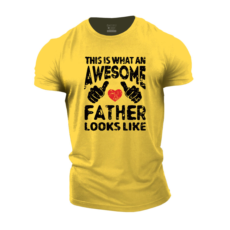 Cotton Awesome Father Graphic Men's T-shirts