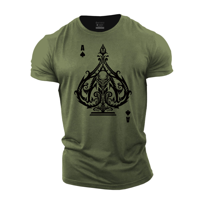 Cotton Playing Card Graphic Men's T-shirts