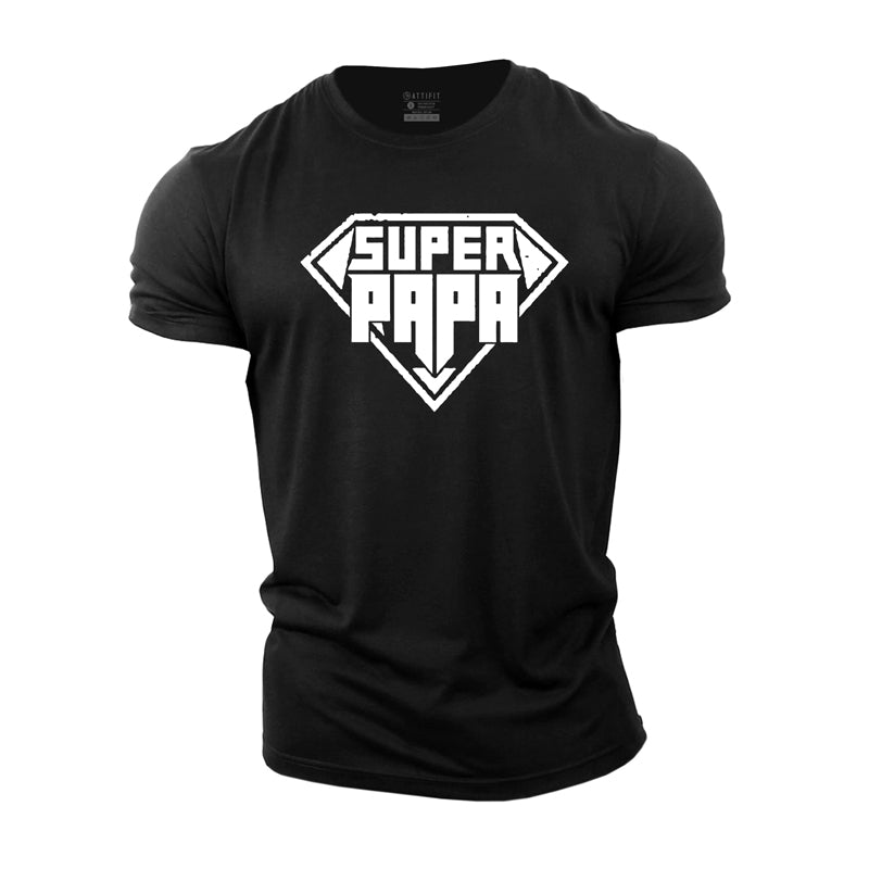 Cotton Super Papa Graphic Men's T-shirts