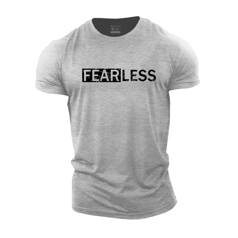 Fitness-T-Shirts für Herren aus Baumwolle mit Fearless-Grafik