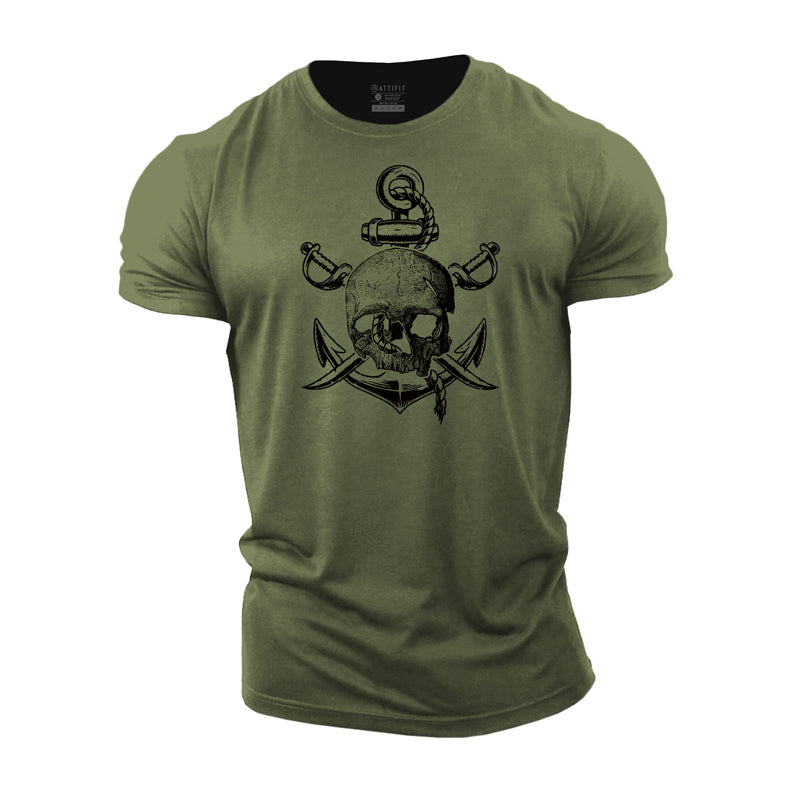 Cotton Skull Anchor Workout Men's T-shirts