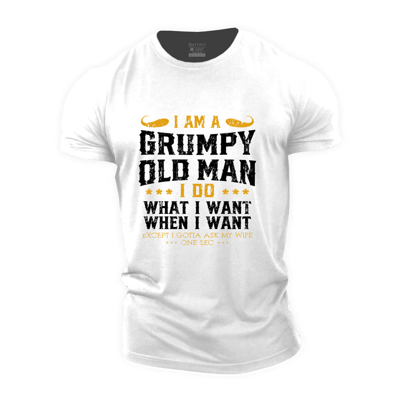 Cotton I Am A Grumpy Old Man Graphic T-shirts