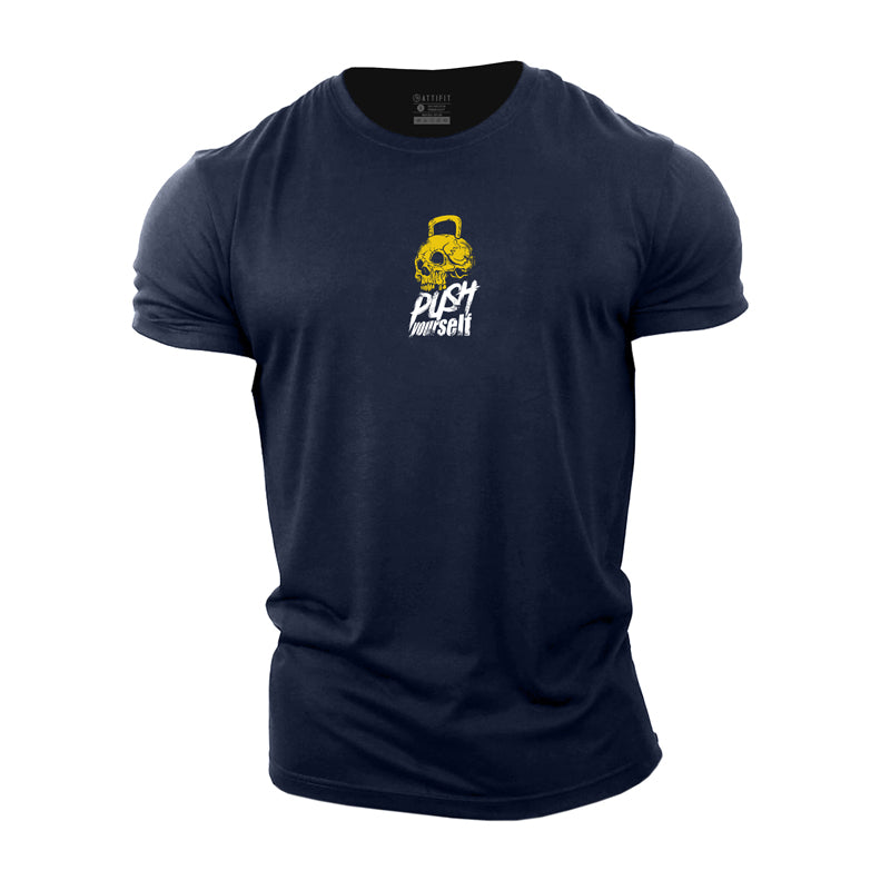 Cotton Push Yourself Graphic Men's Fitness T-shirts