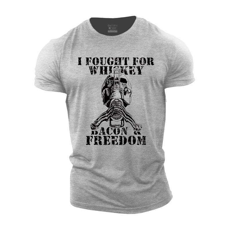 Herren-T-Shirts mit „I Fought For Whiskey“-Grafik aus Baumwolle