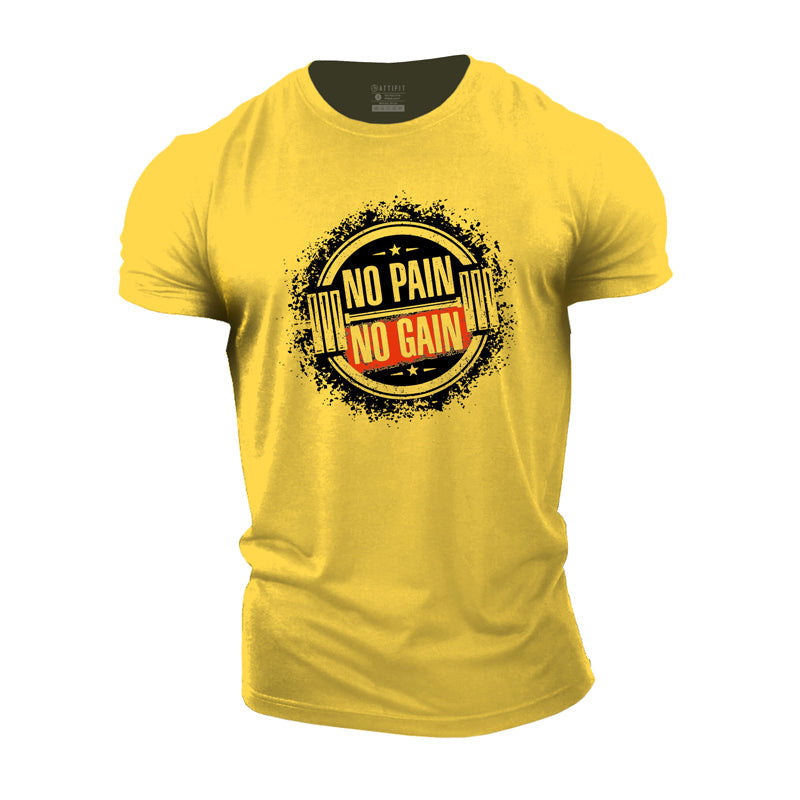 Cotton No Pain No Gain With Barbell Graphic T-shirts