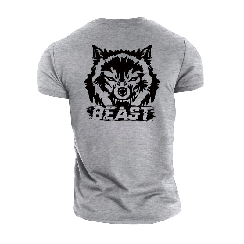 Cotton Men's Fitness Wolf Graphic T-shirts