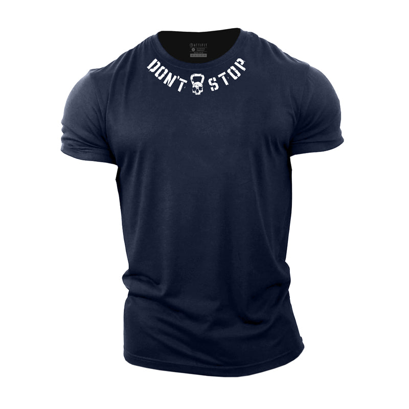 Herren-Fitness-T-Shirts mit Don't Stop-Grafik aus Baumwolle