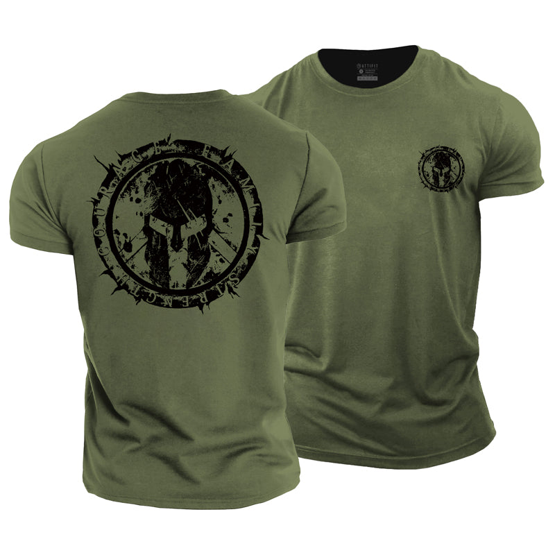 Herren-T-Shirts mit Spartan-Wappen-Grafik aus Baumwolle