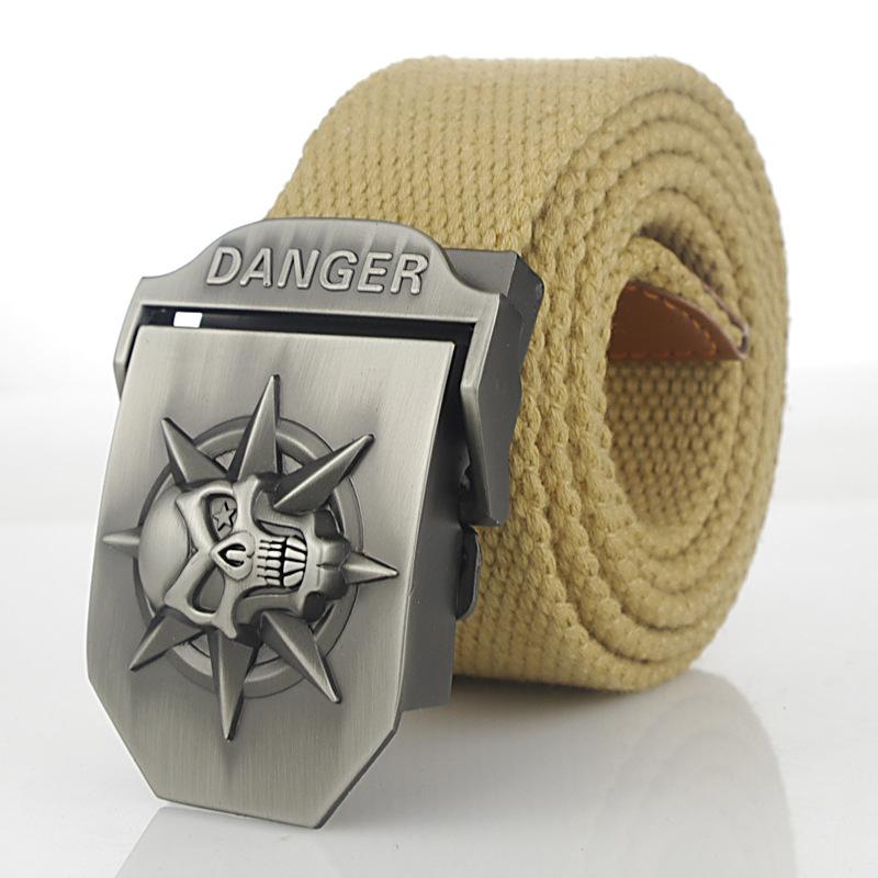 Skull Thickened And Extended Canvas Belt