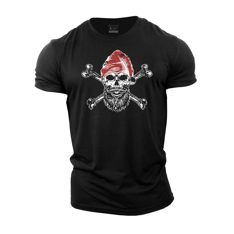 T-shirts en coton pour hommes avec motif tête de mort de Noël