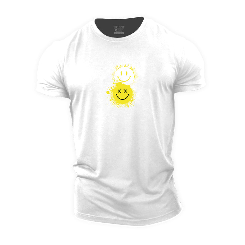 Cotton Grinning Face Graphic Men's T-shirts