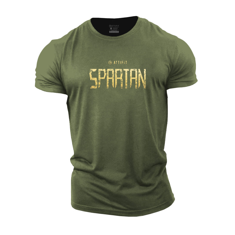 Cotton Men's Gold Spartan Graphic T-shirts