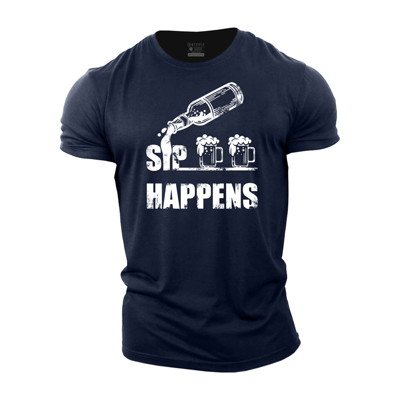 Cotton Sip Happens Graphic Men's T-shirts