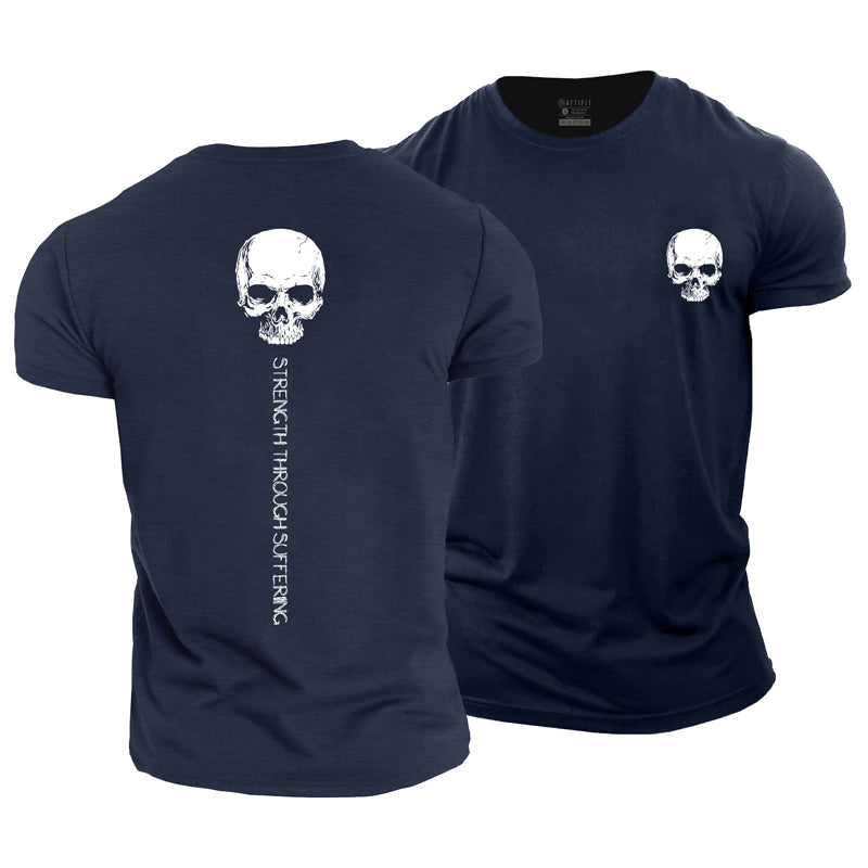 Cotton Strength Skull Graphic Men's T-shirts