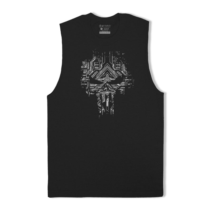 Cotton Skull Graphic Workout Tank Top