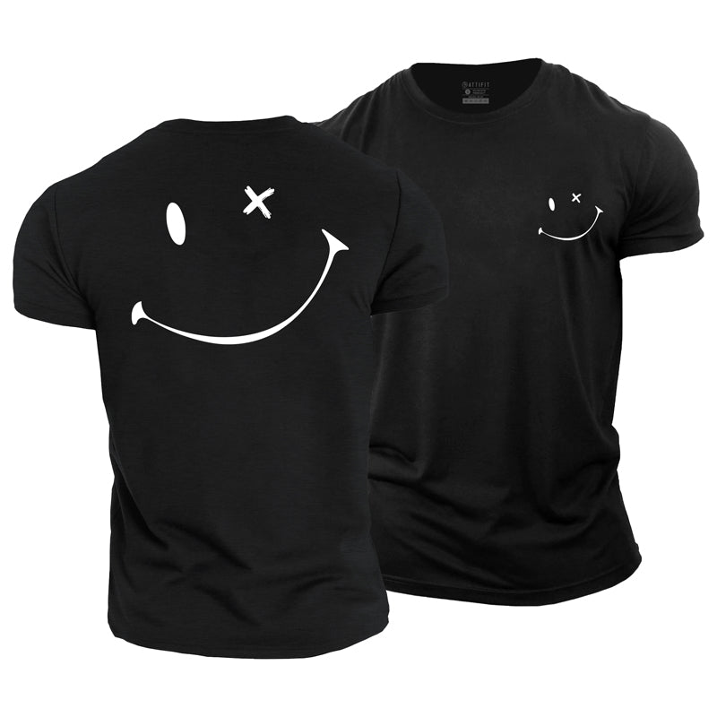 T-shirts en coton à motif Happy Face pour hommes