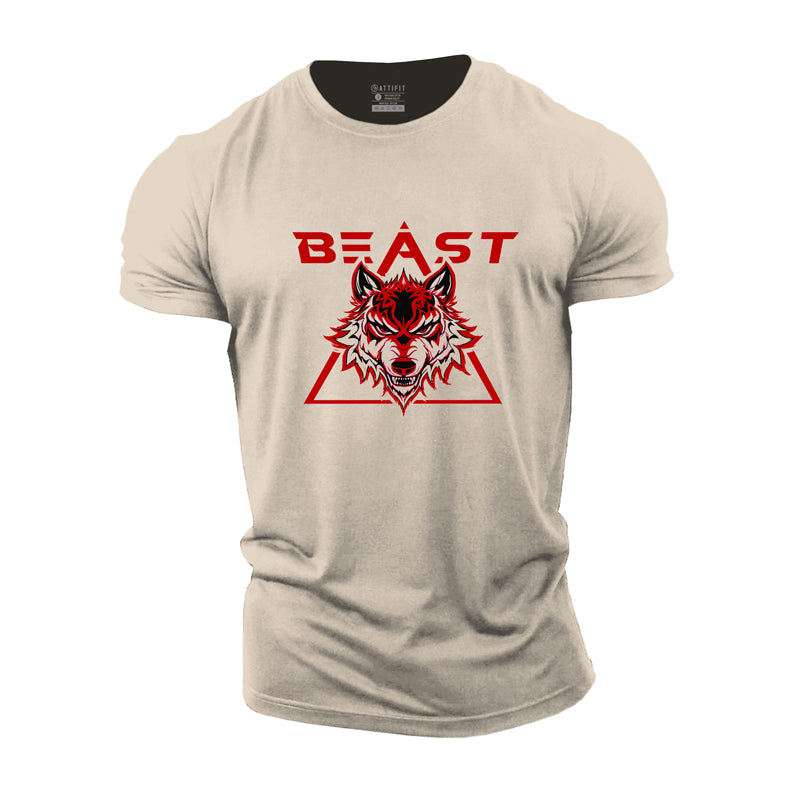 Cotton Beast Printed Wolf Graphic T-shirts