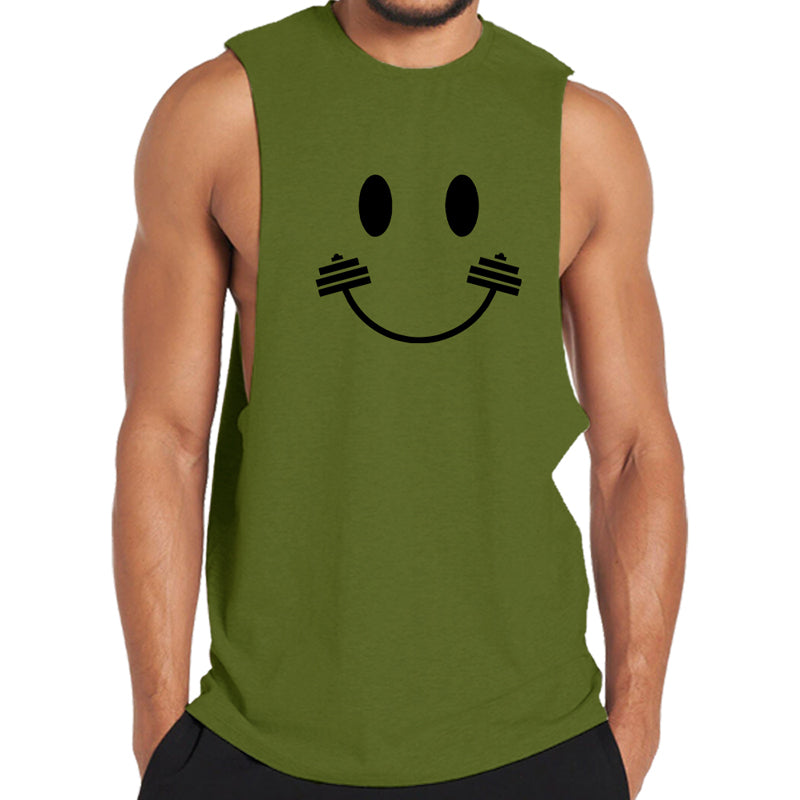 Cotton Barbell Smile Face Tank Top