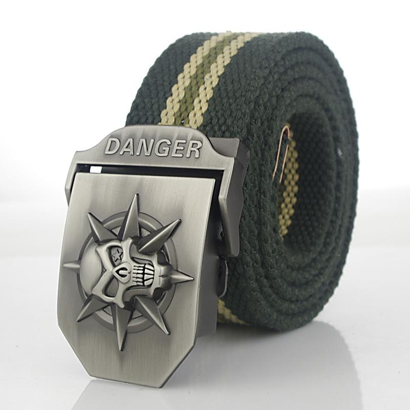 Skull Thickened And Extended Canvas Belt