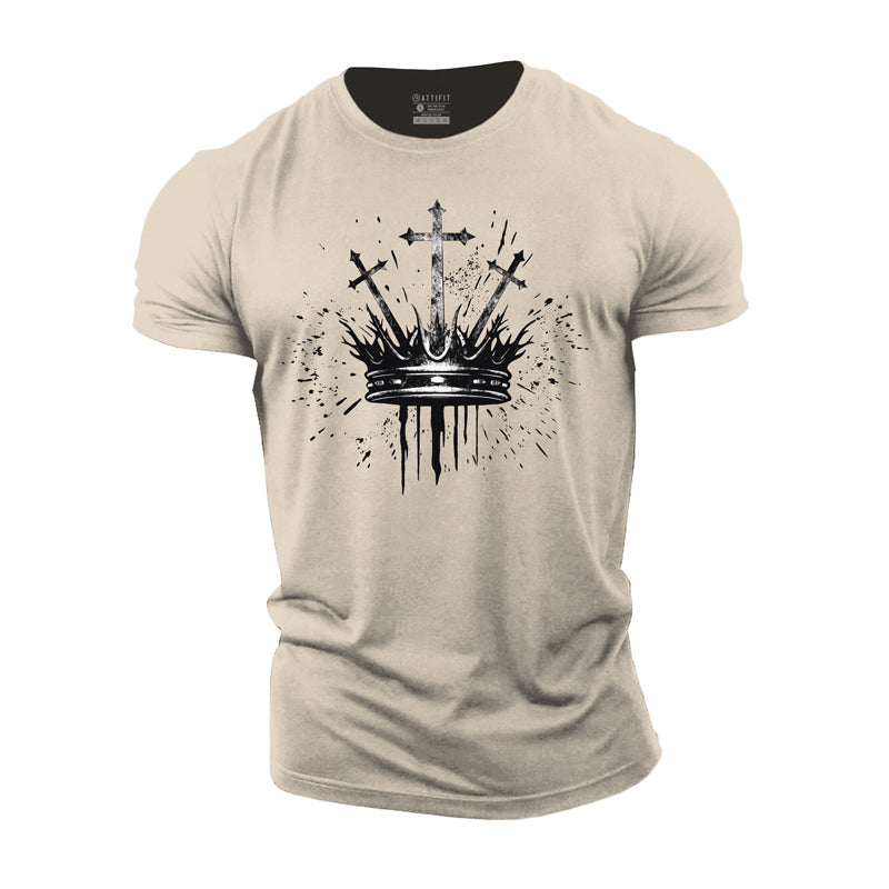 T-shirts de fitness pour hommes en coton Cross Crown Graphic