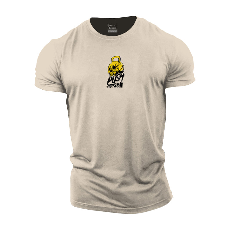 Cotton Push Yourself Graphic Men's Fitness T-shirts
