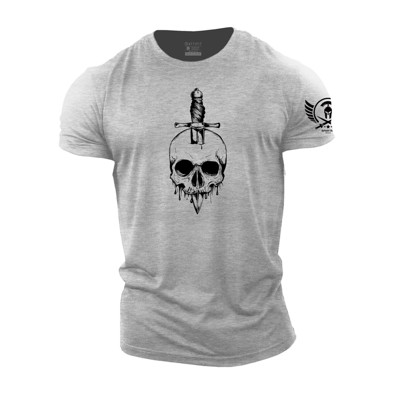 Cotton Skull Knife Men's Gym T-shirts