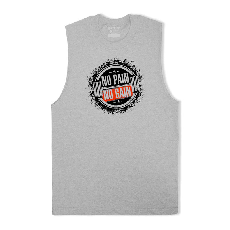 Cotton No Pain No Gain With Barbell Graphic Tank Top