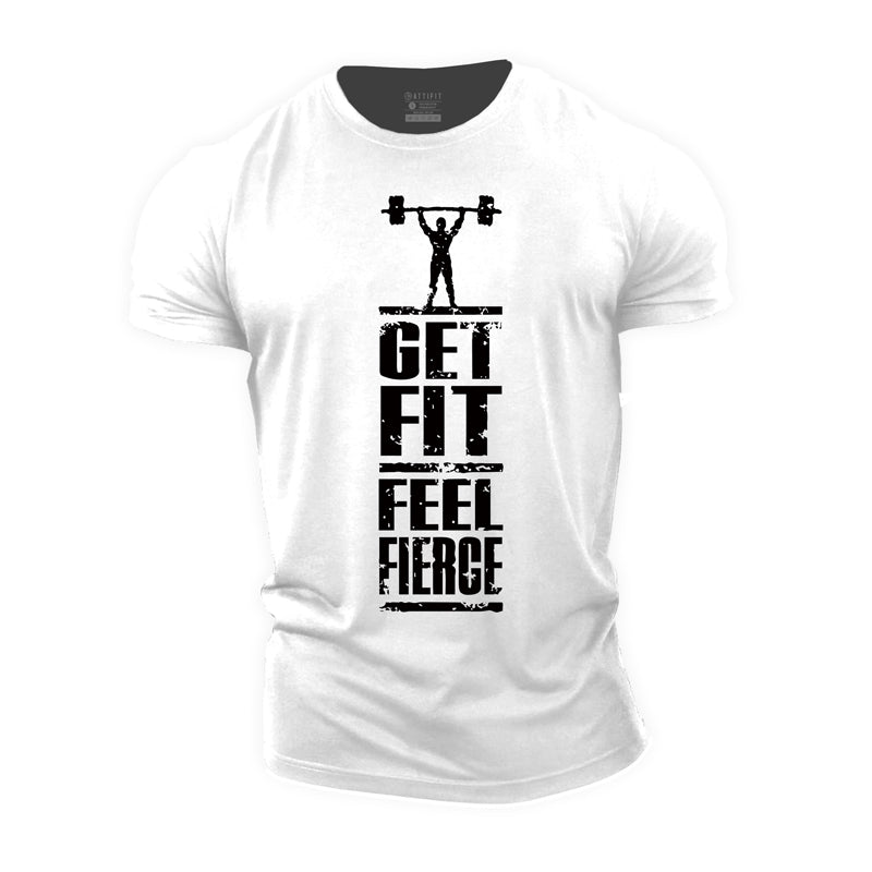 Cotton Get Fit Feel Fierce Graphic Men's Fitness T-shirts
