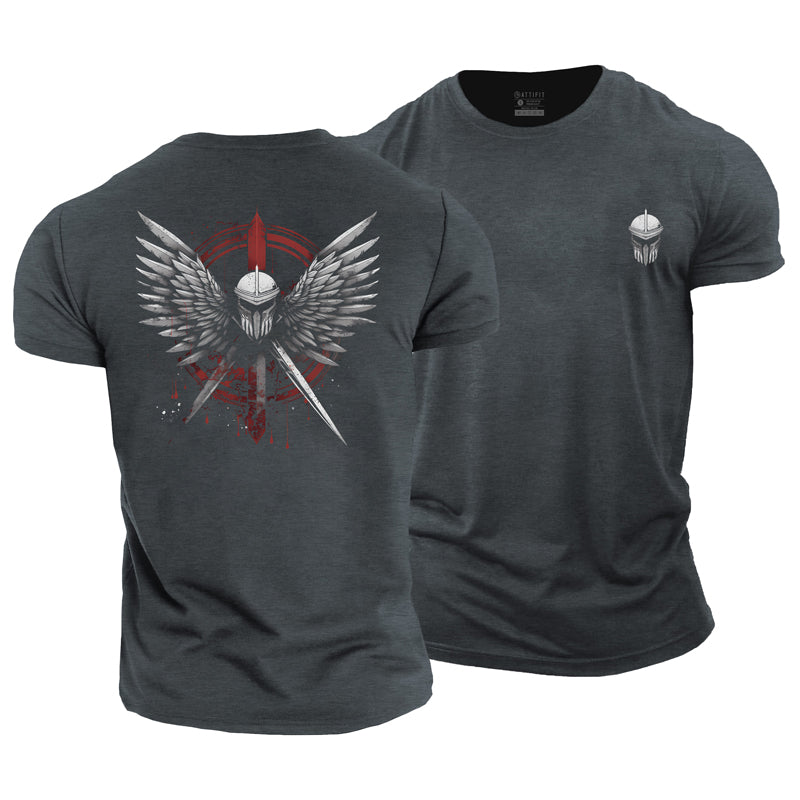 T-shirts en coton avec motif Spartan Wing pour hommes
