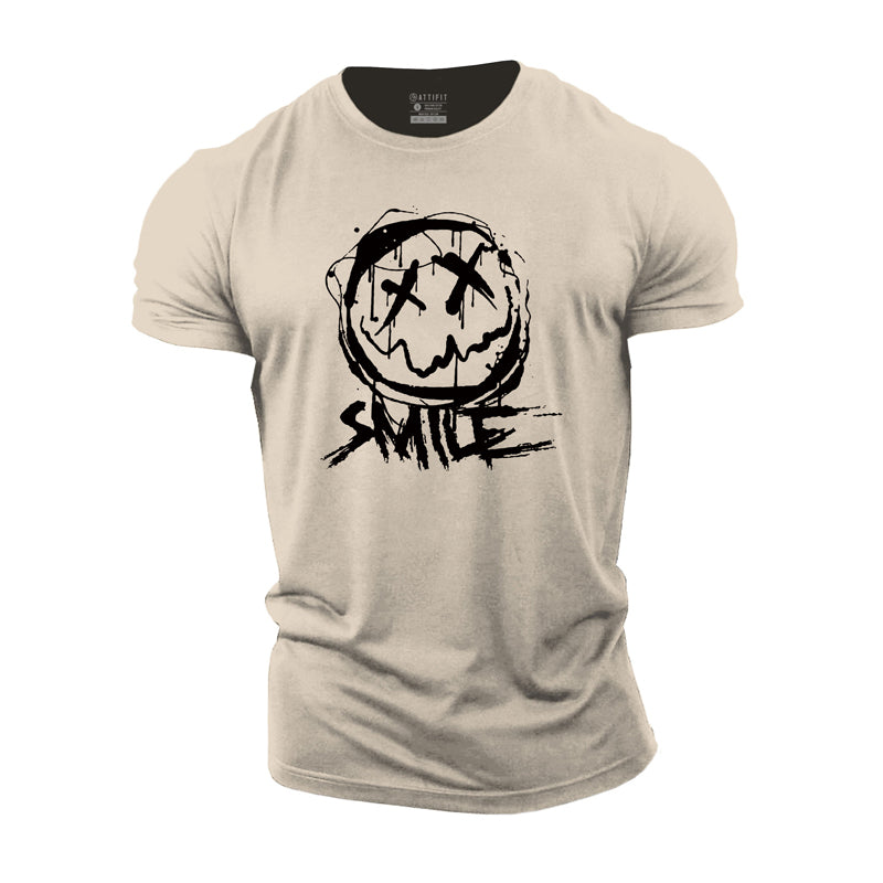 T-shirts de fitness pour hommes en coton Smile Graphic