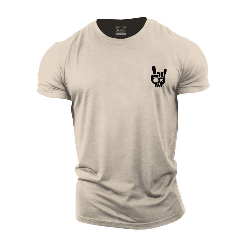 T-shirts de fitness en coton avec motif tête de mort à bascule pour hommes