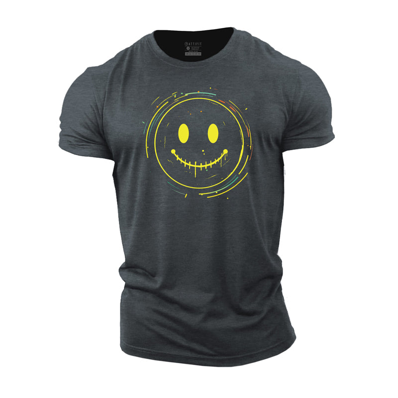 T-shirts d'entraînement en coton Smile Graphic pour hommes