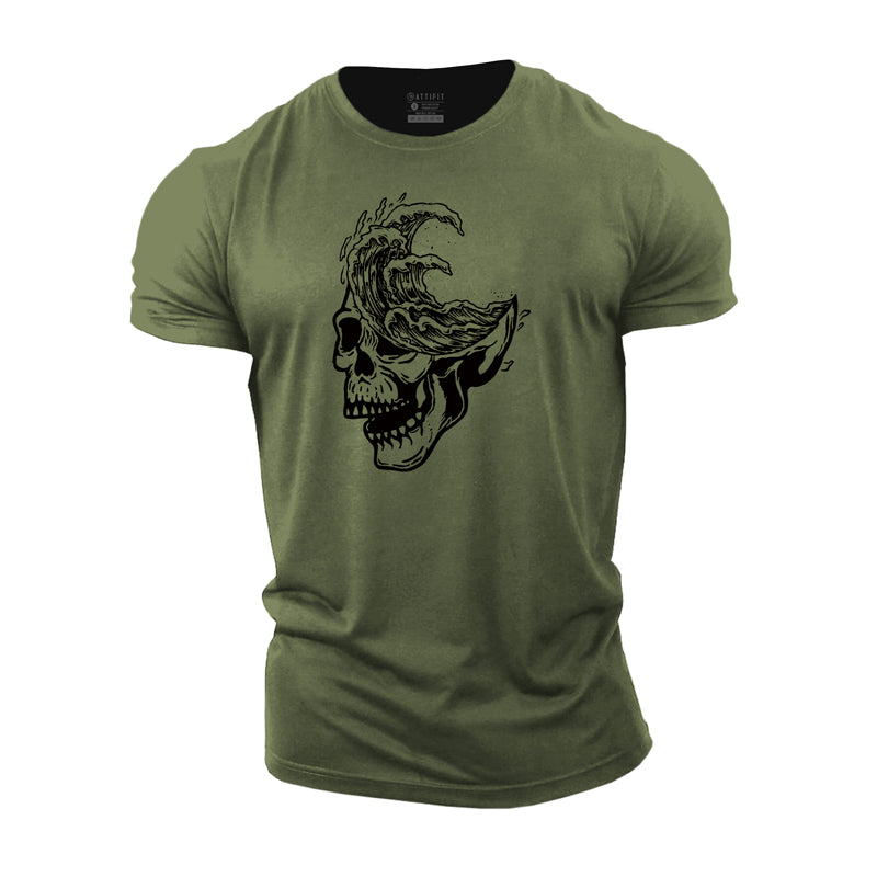 Cotton Skull Sea Graphic Men's T-shirts