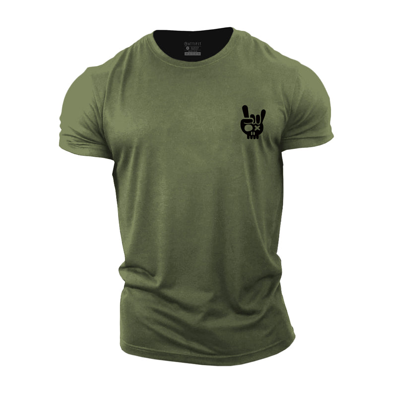 T-shirts de fitness en coton avec motif tête de mort à bascule pour hommes