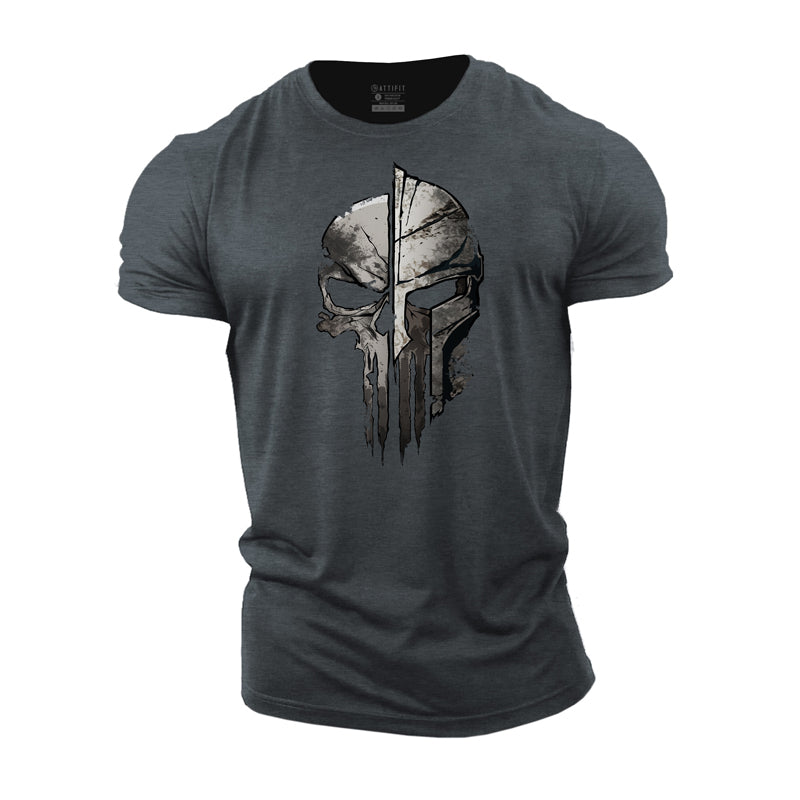 Cotton Skeleton Spartan Graphic Men's T-shirts