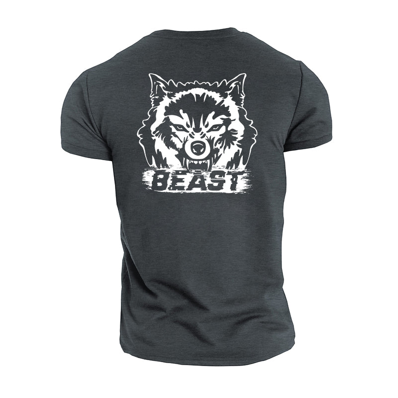 Cotton Men's Fitness Wolf Graphic T-shirts