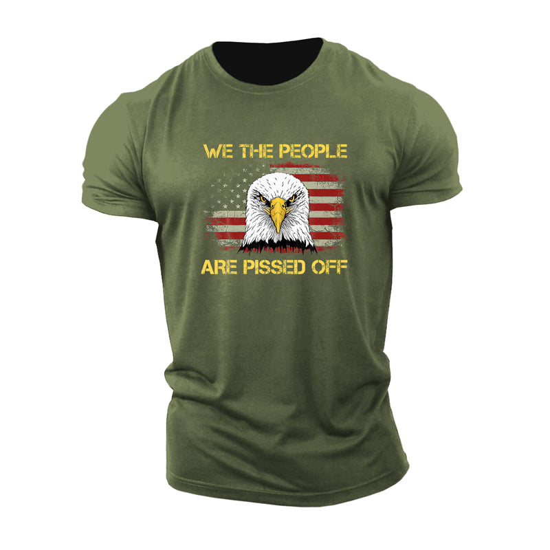 Cotton Eagle And Flag Graphic T-shirts
