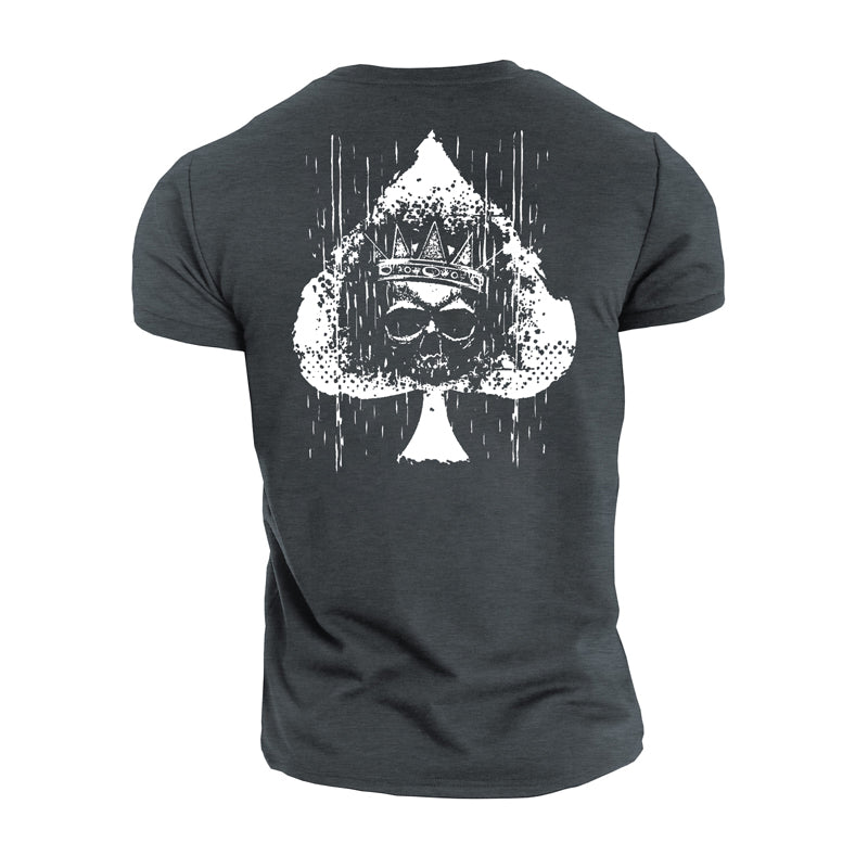 Cotton Spades Skull Graphic Men's T-shirts
