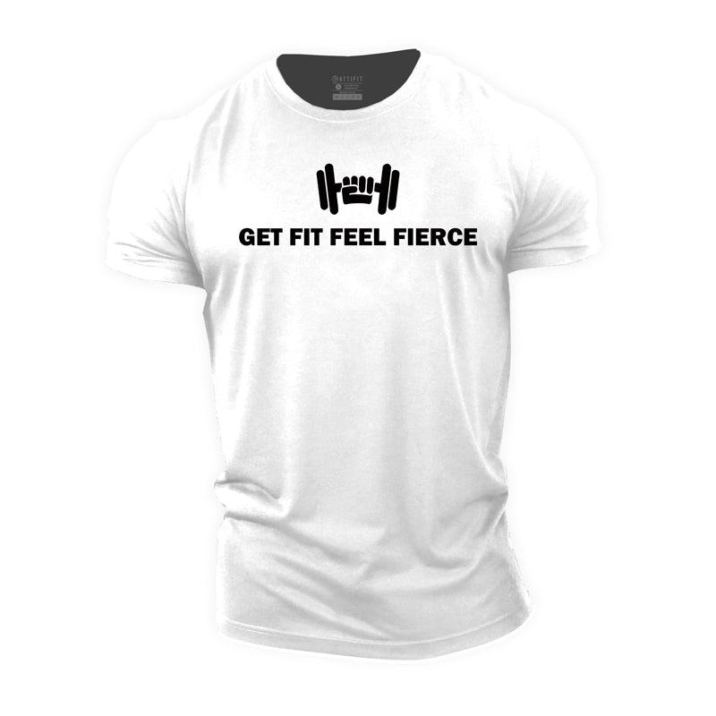Cotton Get Fit Feel Fierce Graphic Men's T-shirts