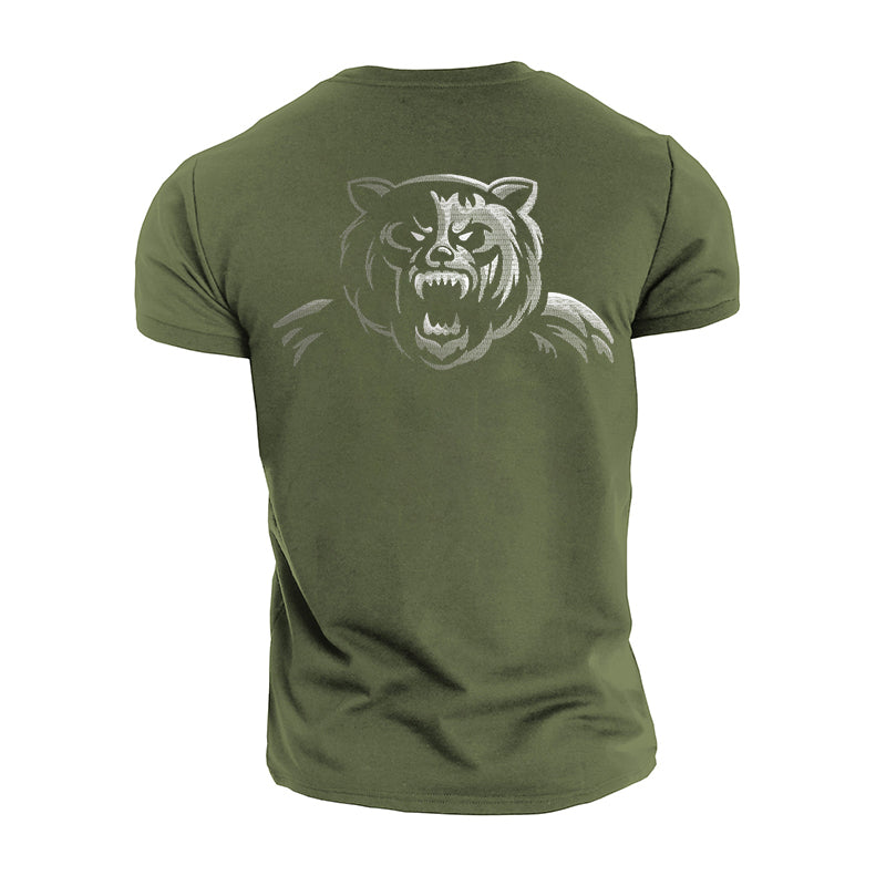 Cotton Men's Fierce Bear Graphic T-shirts
