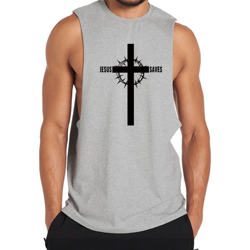 Cotton Jesus Saves Cross Men's Tank Top