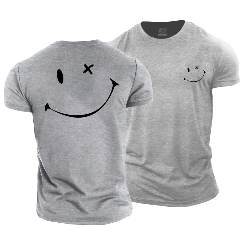 Herren-T-Shirts mit Happy Face-Grafik aus Baumwolle