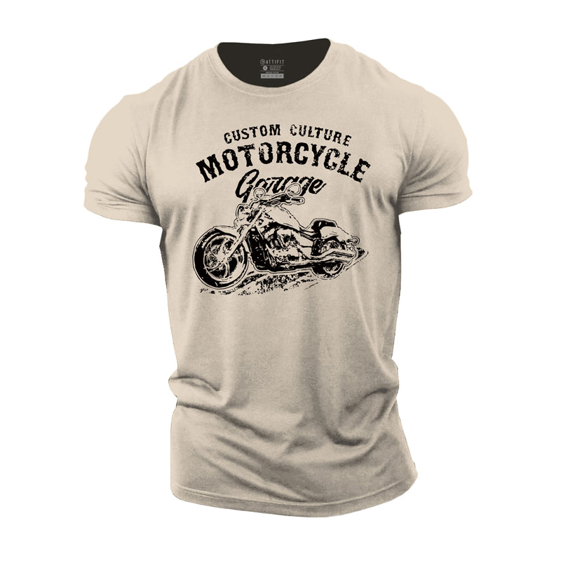 T-shirts pour hommes en coton avec graphique de moto
