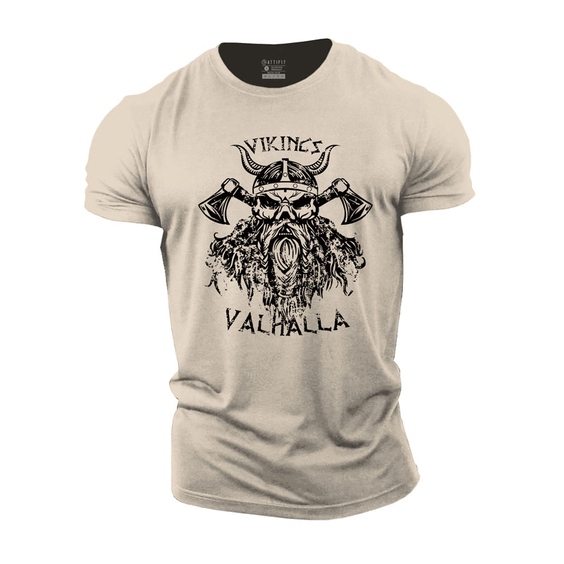 Baumwoll-T-Shirts mit Wikinger-Valhalla-Grafik
