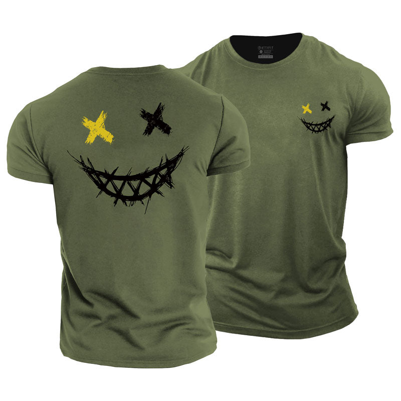 T-shirts en coton pour hommes avec graphique Gleeful Expression