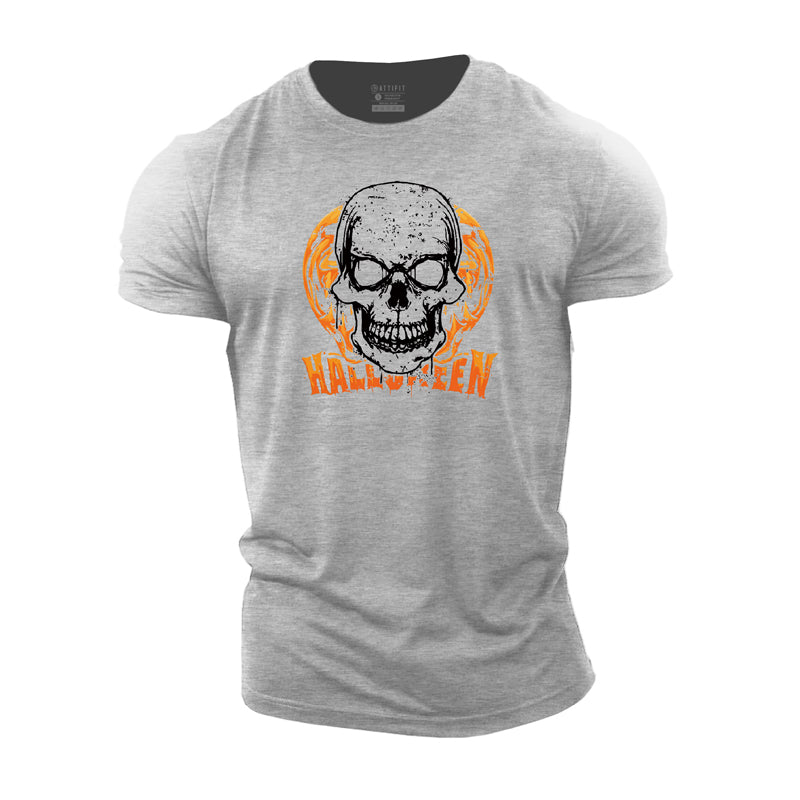Cotton Halloween Skull Graphic T-shirts