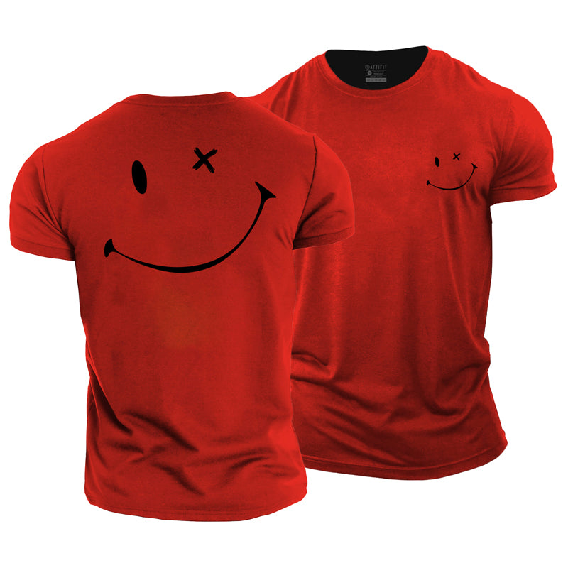 Cotton Happy Face Graphic Men's T-shirts