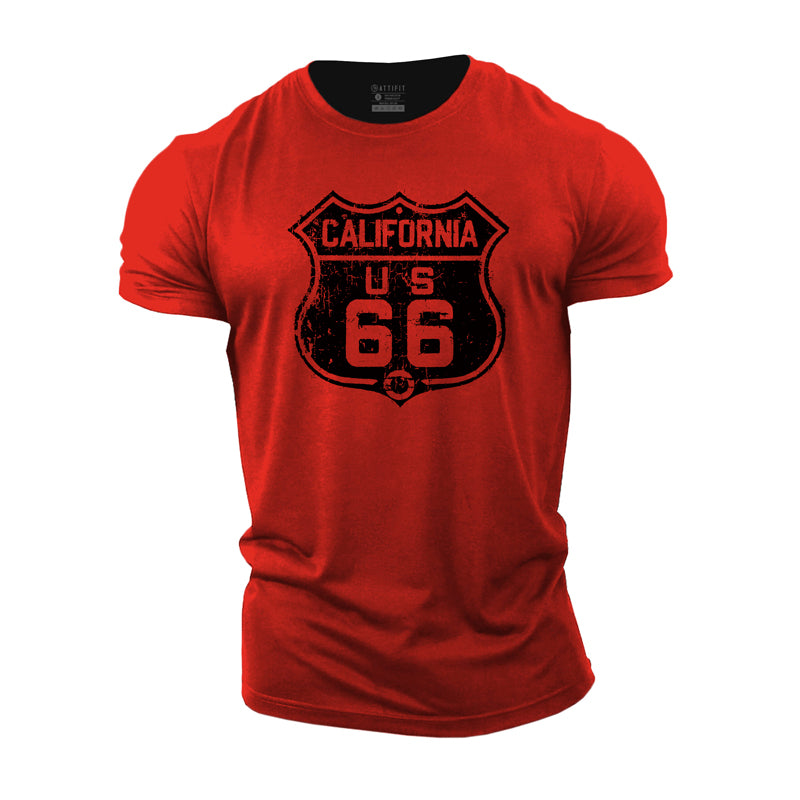 Cotton California US 66 Graphic Men's T-shirts