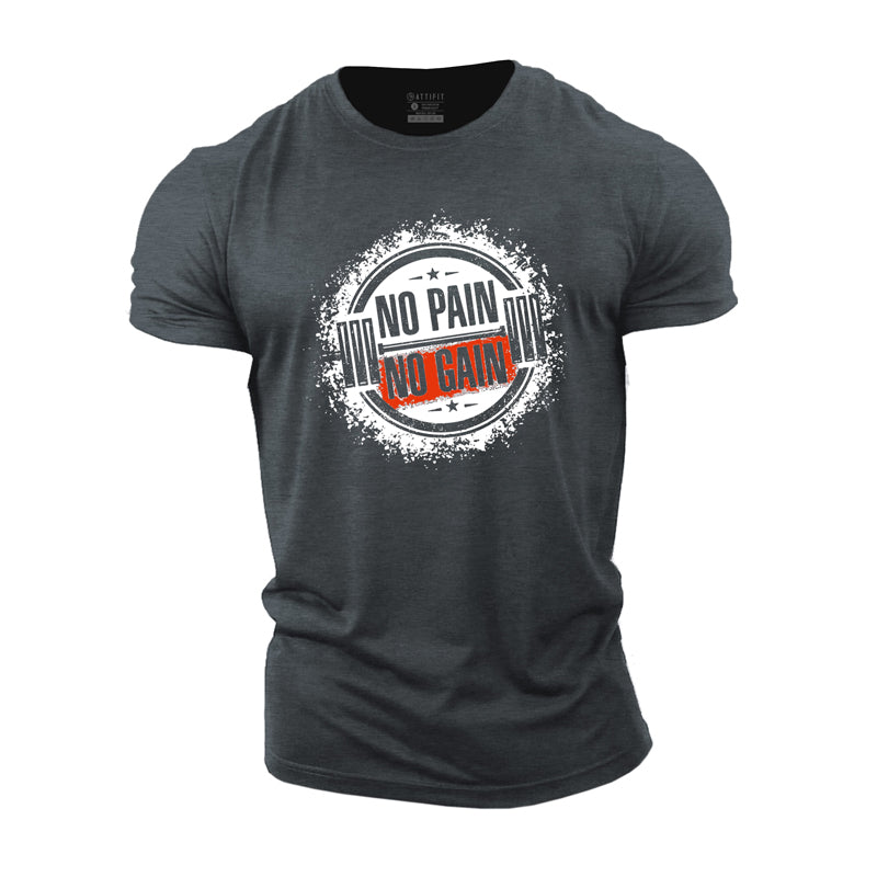 Cotton No Pain No Gain With Barbell Graphic T-shirts